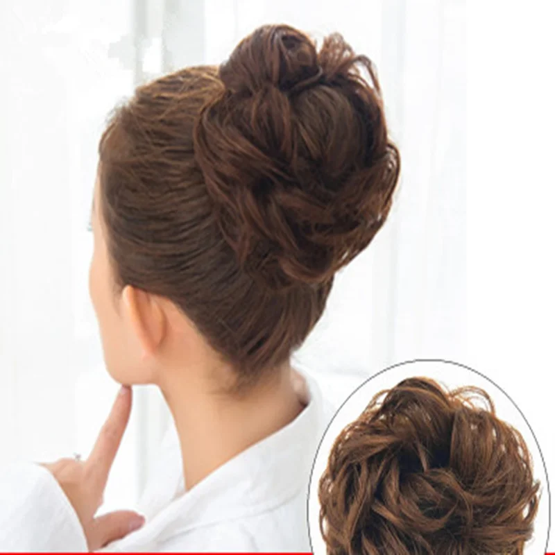 Женские вьющиеся шиньон волосы на заколках для наращивания пучок волос для невест 4 Цвета Синтетические высокотемпературные волокна шиньон