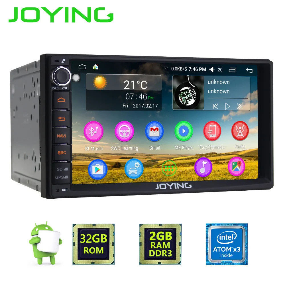 New JOYING 2GB RAM Android 6.0 marshmallow Car Audio Stereo GPS Navigation Double 2 Din Multimedia Player support DAB+/DVR/OBD2