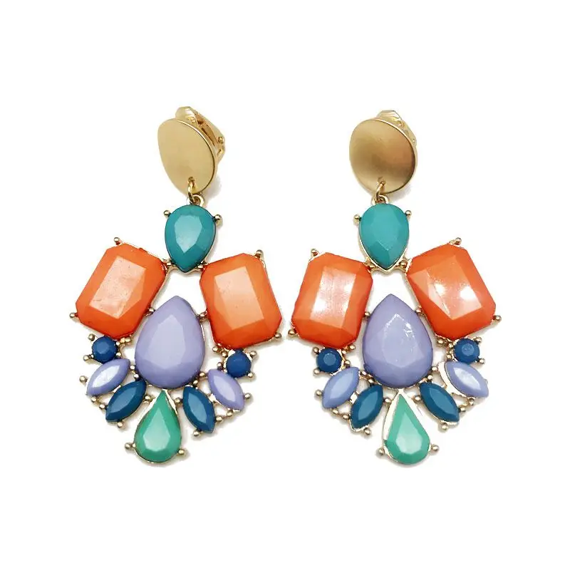

Free Shipping Mixed Color Geometric Alloy Clip Earring