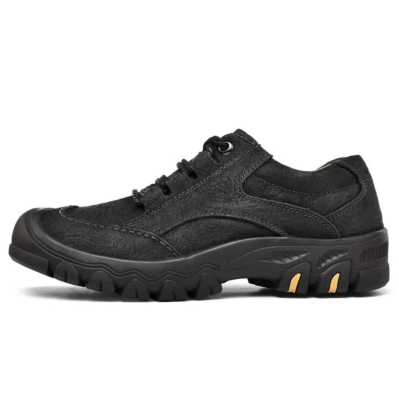 VESONAL, новинка, Повседневная Рабочая Мужская обувь для мужчин, обувь для взрослых, натуральная кожа, классические Карго, высокое качество, безопасные кроссовки 8195 - Цвет: Черный