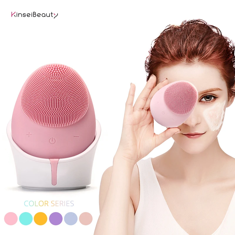 

Electric Ultrasonic Silicone Facial Cleansing Brush Waterproof Wireless Charger Candy Color Face Cleansing Instrument