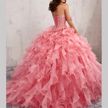 Великолепные пышные платья 15 anos с милым вырезом и кристаллами, украшенные бисером, многослойные платья