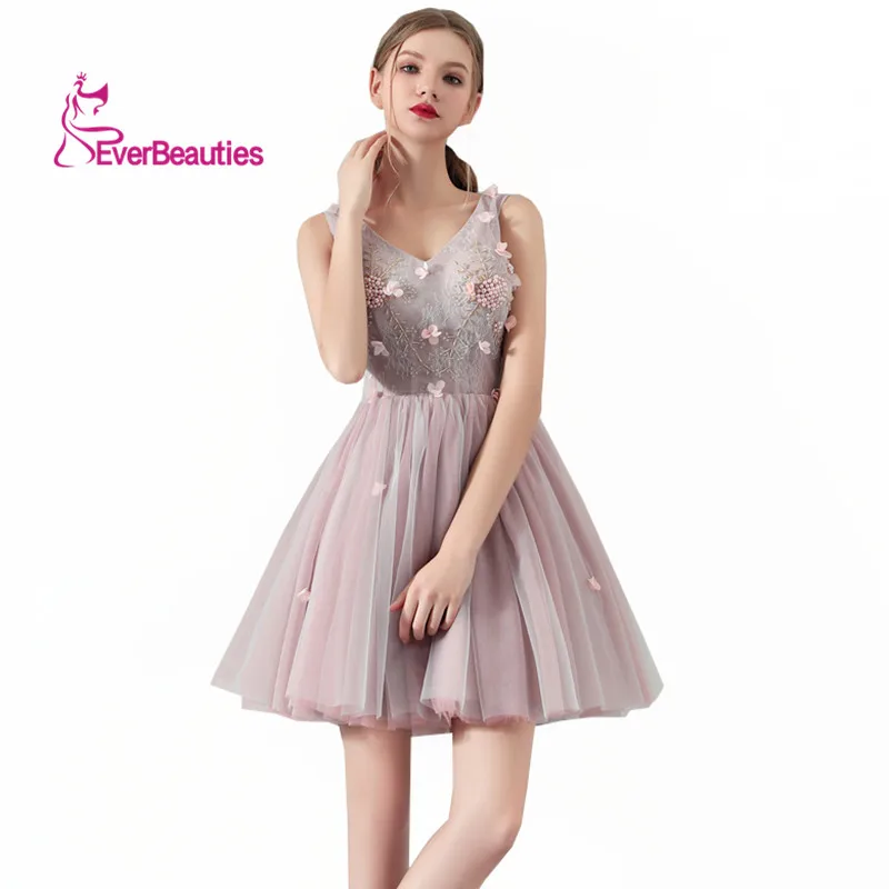 A line v neck yellow short prom party dress with appliques A line v neck yellow short prom party dress with appliques