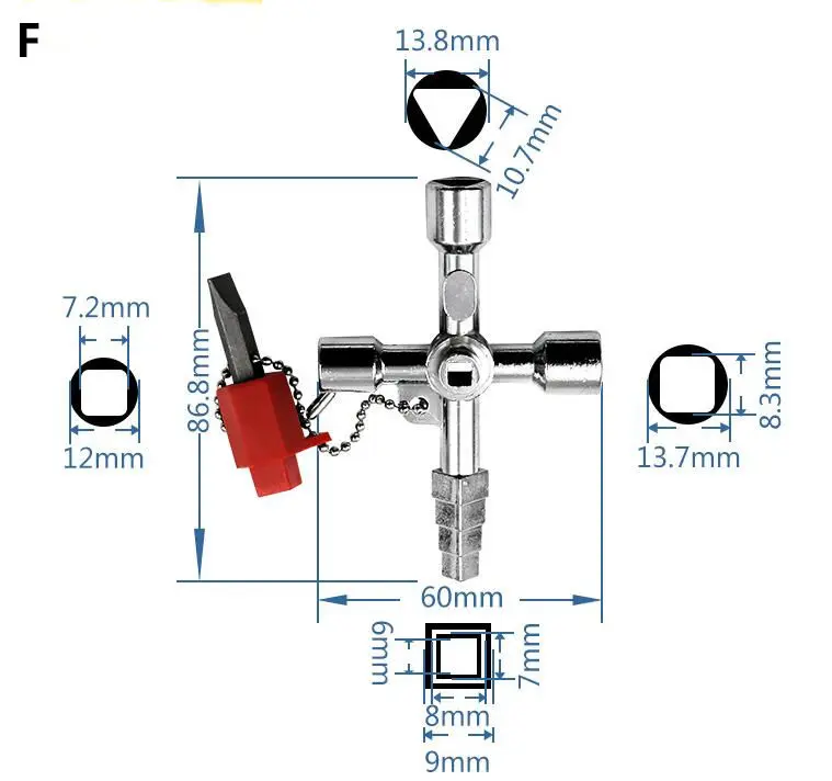 

1pcs Multifunctional 5 In 1 Universal Cross Key Square Triangle Train Electrical Cabinet Elevator