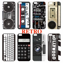 For iPhone 5S 6S 6Plus Case Cover Retro Camera Cassette Tapes Player Rock Music Boombox Hollywood Action Calculator Keyboard
