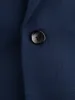 Navy Blue Nailhead Business Men Suits Custom Made Slim Fit Wool Blend Bird-eye Wedding Suits For Men, Tailor Made Groom Suit 3