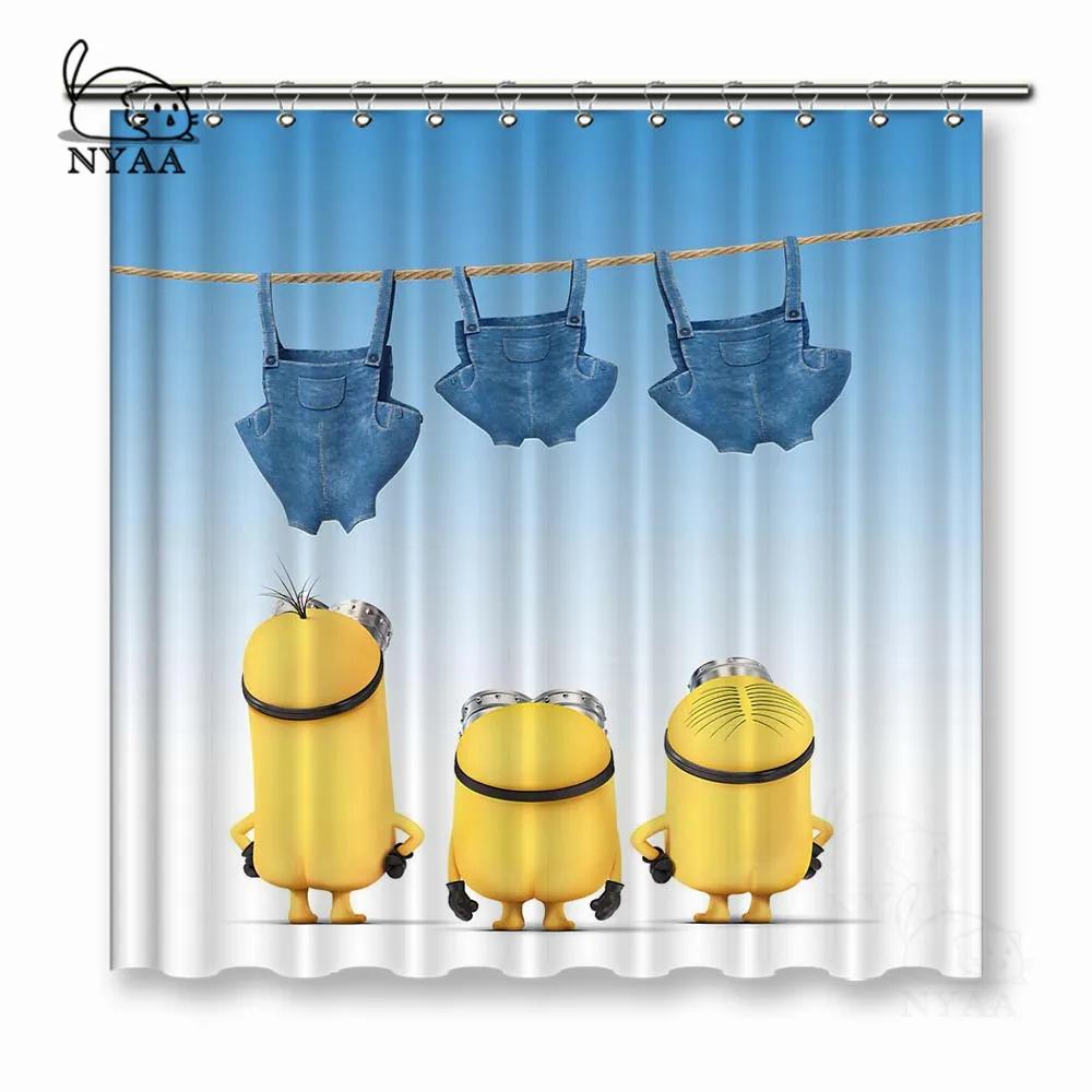 

NYAA Interesting Little Minions Shower Curtains Waterproof Polyester Fabric Bathroom Curtains For Home Decor