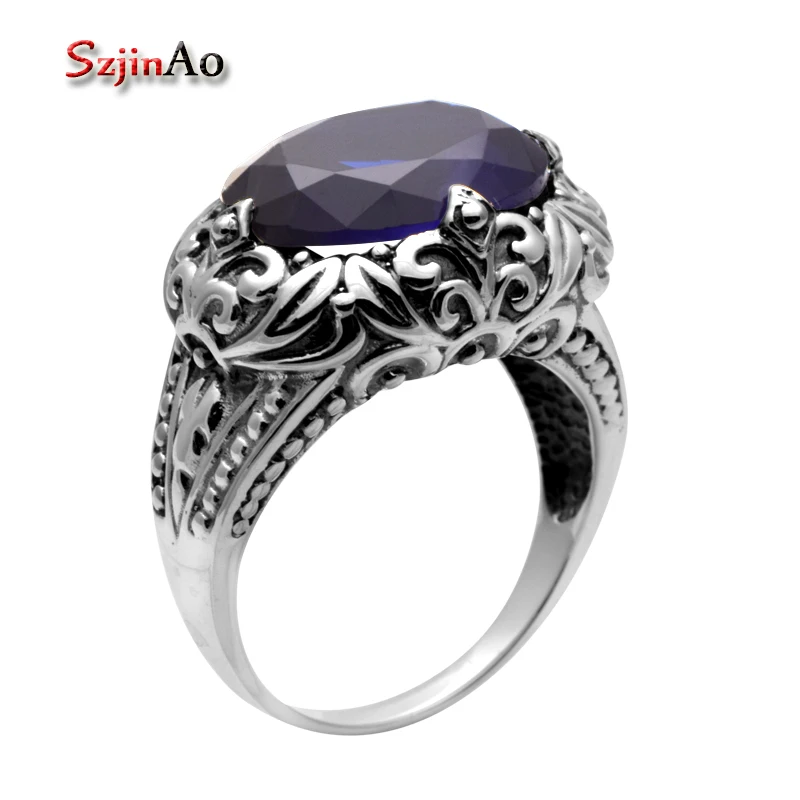 

Szjinao New Fashion Women Sapphrie Ring 925 Silver Ring cheap-jewelry-wholesale bague femme de marque de luxe argent