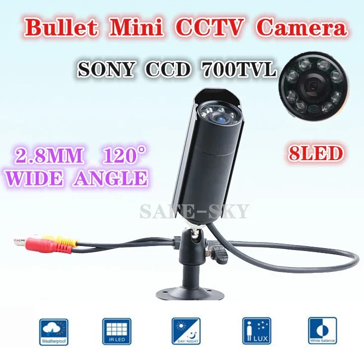 Водонепроницаемая мини-камера видеонаблюдения 8 шт. IR 940nm No red storm ночного видения sony 700TVL Bullet camera WIITH HD 2,8 мм широкоугольный объектив