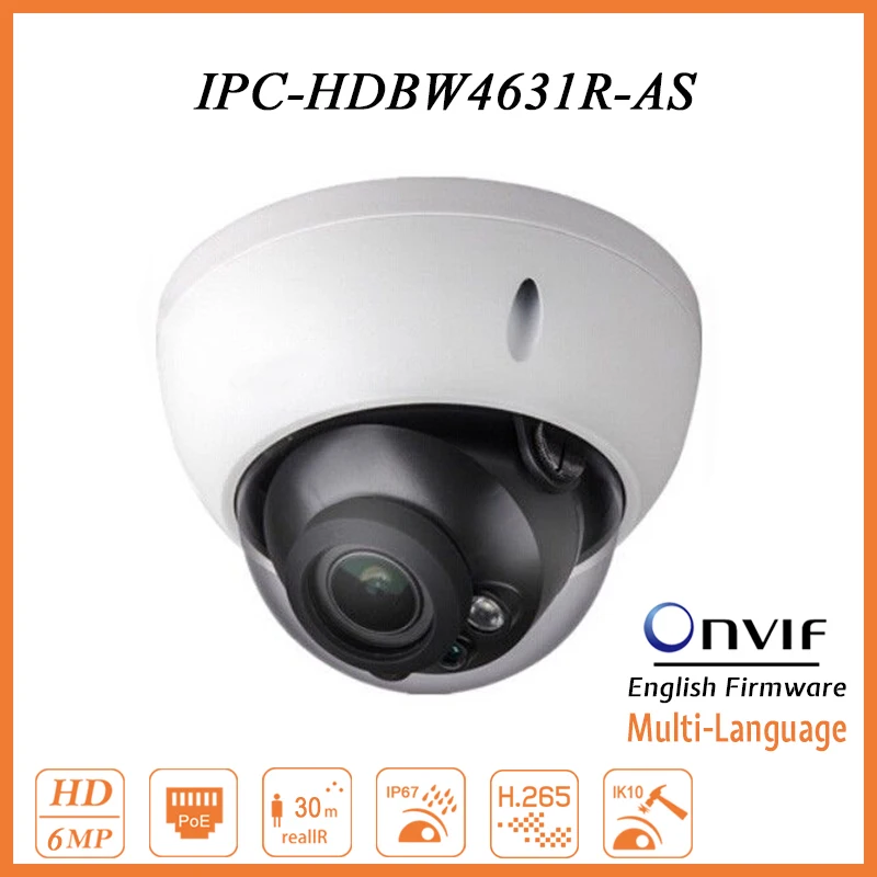 

4pcs Dome IP Camera IPC-HDBW4631R-AS 6MP HD CMOS POE Network Security Outdoor H.265 IP67 Home Security Cameras