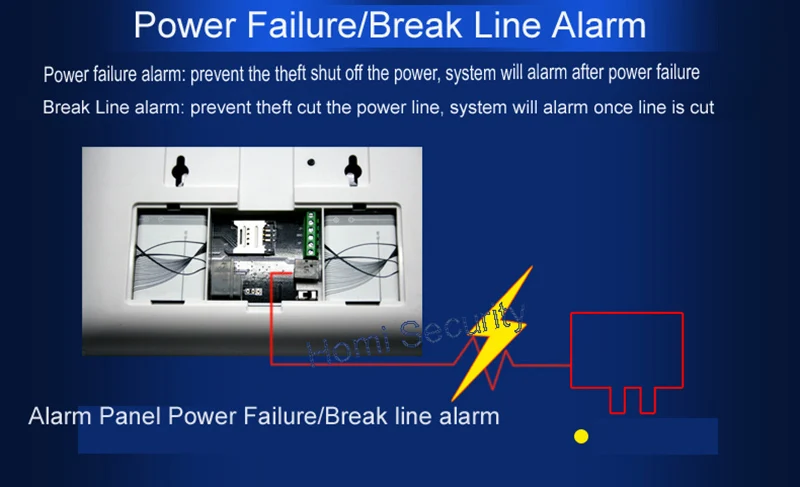 9 power failure break line alarm
