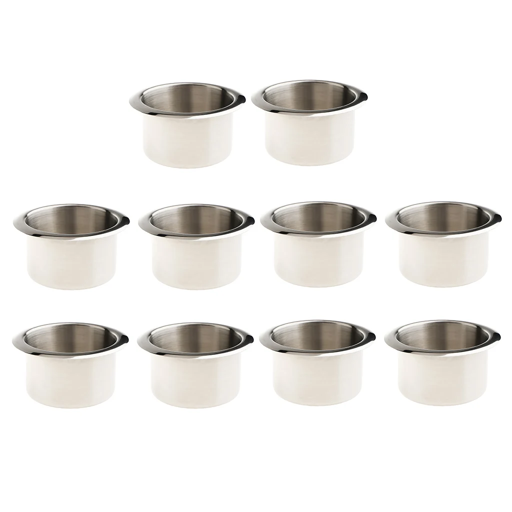 

10 Pcs Stainless Steel Polished Cup Drink Holder for Marine Boat Car Truck Camper RV
