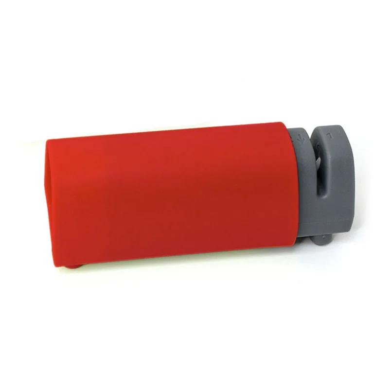 Выдвижная Пластиковая точилка ручная быстрая заточка портативный противоскользящий дизайн шлифовка ножей Кухонные принадлежности гаджеты - Цвет: Красный