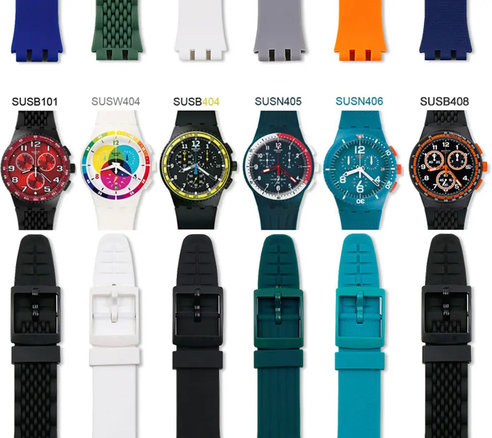 Силиконовый ремешок Женский пряжка аксессуары для часов 20 мм для Swatch SUSB400 SUSW402 мужские спортивные водостойкие часы-браслет