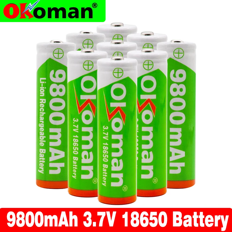 Okoman 3 7 V 18650 литиевая батарея 9800mAh литий-ионная для фонарика Прямая поставка |