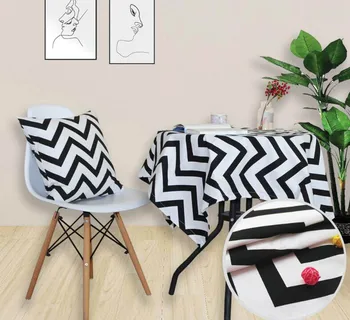 

Fyjafon Tablecloth Cotton canvas Thick Table Cover Striped Printed Table Cloth Customized Table Cloth Rectangular Yellow Gray