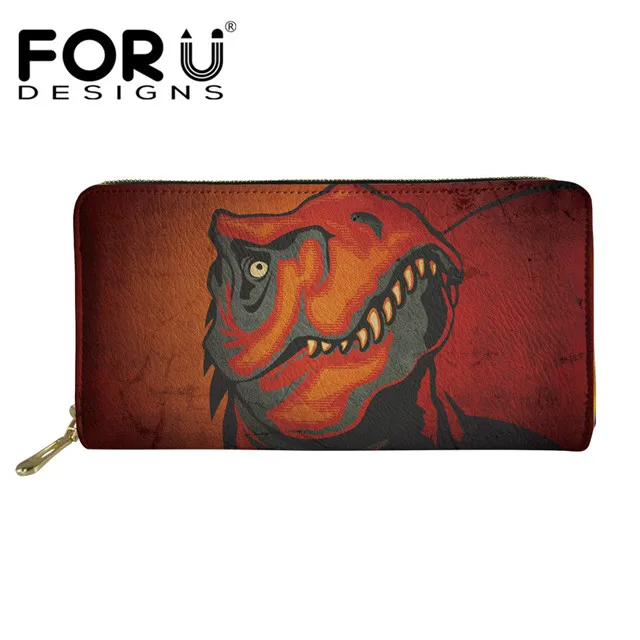 FORUDESIGNS/3D крутые Длинные кошельки с принтом динозавра для женщин и мужчин роскошный Карманный клатч держатель для карт шоппер кожаные кошельки для монет - Цвет: HMD679Z21