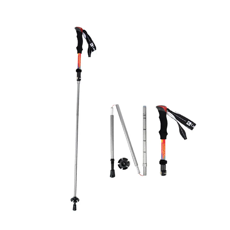 Portable Trekking Pole Outdoor Alpenstock Durable Five - Section Folding Adjustable Impact Walking Cane #2O30 (18)
