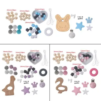 

1 Set Unfinished Silicone Beads Pacifier Clip Baby Teething Beads Set Nursing DIY Chew Jewelry Teething Necklace For Infant