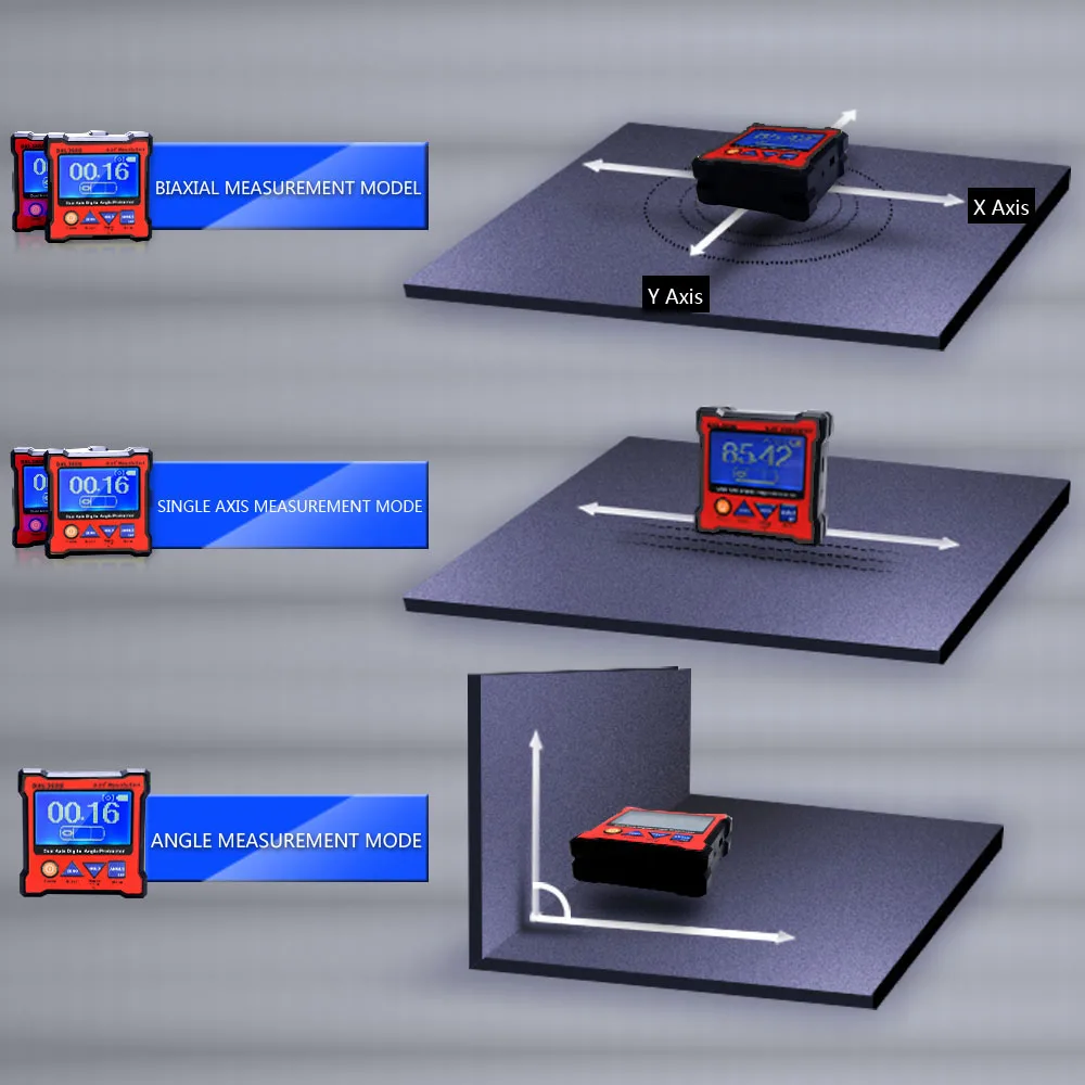 Высокоточный DXL360S двойной оси Цифровой Угол Транспортиры Двухосевой цифровой Дисплей датчик уровня с 5 сторона магнитное база