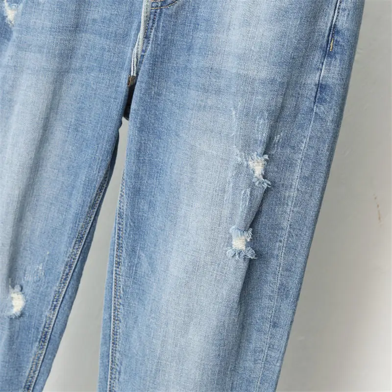 L-5XL Boyfriend Jeans Women With High Waist Harem Pants Plus Size Mom Jeans Streetwear Casual Elastic Vintage Jeans Femme Q1106