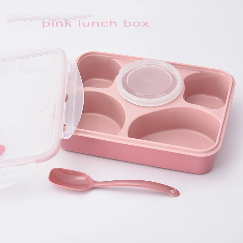 Корейская коробка для обедов, микроволновая посуда, Bento, контейнер для еды, здоровье, натуральный, 5 ячеек, Студенческая, портативная, для хранения еды, пластиковая коробка для еды