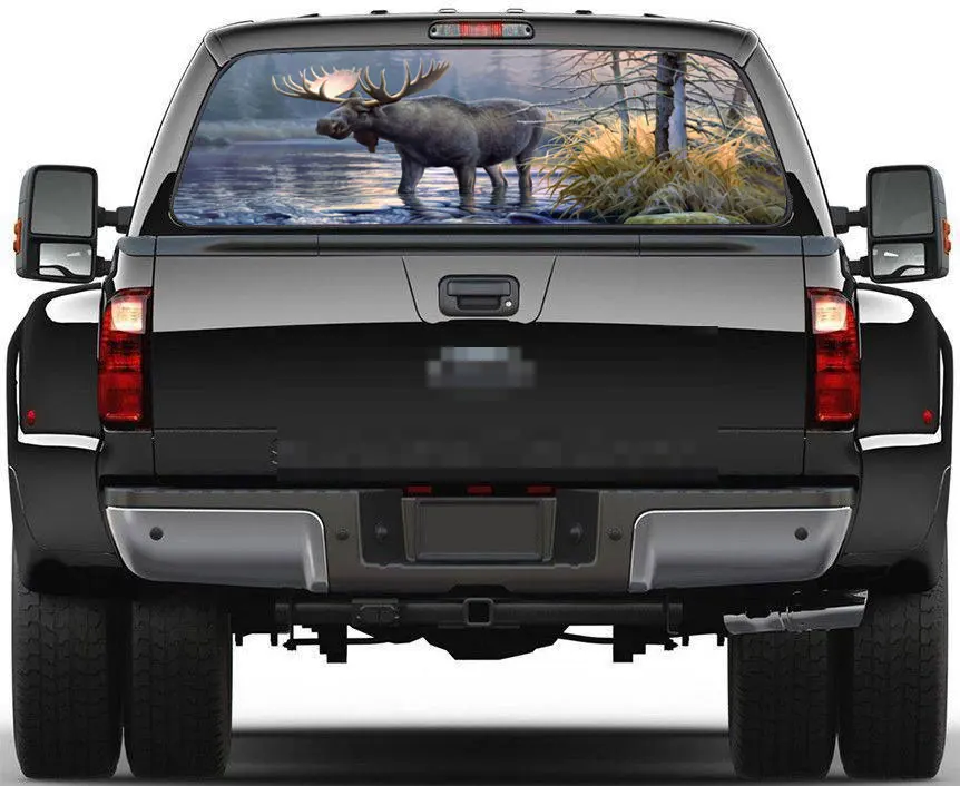 Moose, наклейка на заднее стекло, графическая наклейка, для автомобиля, для грузовика, внедорожника, Ван, леса, животные, напечатанная машина, сделай сам, наклейка, s, украшение автомобиля-Стайлинг