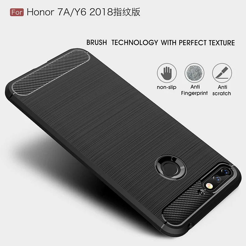 

Carbon fiber silicon case for Huawei honor 7C AUM-L41 5.7" fundas brushed rugged armor tpu cover coque etui husa tok kryt puzdra