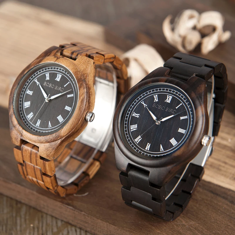 BOBO BIRD Wooden Watches Men Natural Wood Strap Handmade Japan Movement Quartz Wrist Watch Luxury Mens Gifts relogio masculino