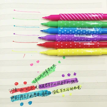 

6 pcs/Lot Stamp highlighter marker pen Fluorescent color pens liner Office accessories School supplies rotuladores colores EB689