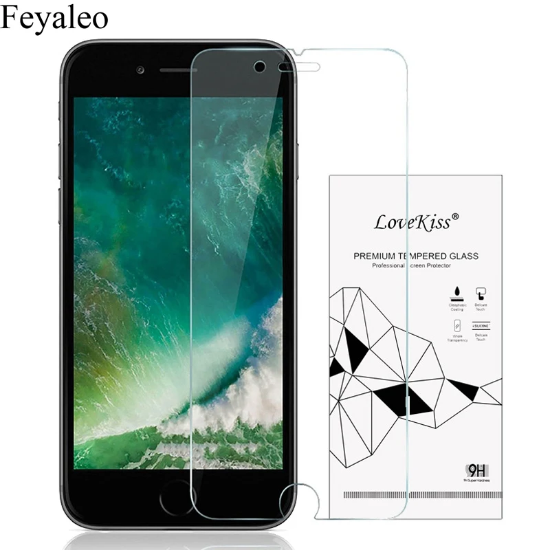 

For iPhone X 4 4S 5 5S SE 9H 0.26mm Tempered Glass Screen Protector Film For iPhone 6 6S 6Plus 6SPlus 7 7Plus 8 8Plus Case Cover