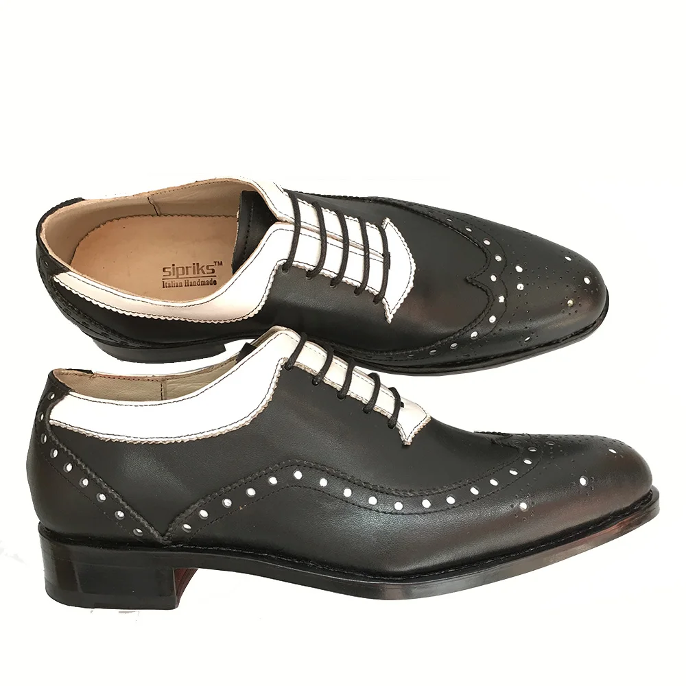 Mens Handmade Black Brogue Leather Shoes Oxford Bespoke Dress Stylish Formal
