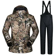 Зимний лыжный костюм для мужчин; Новинка; ветрозащитная Водонепроницаемая дышащая зимняя куртка и брюки; мужской лыжный комплект; брендовая мужская куртка для сноуборда