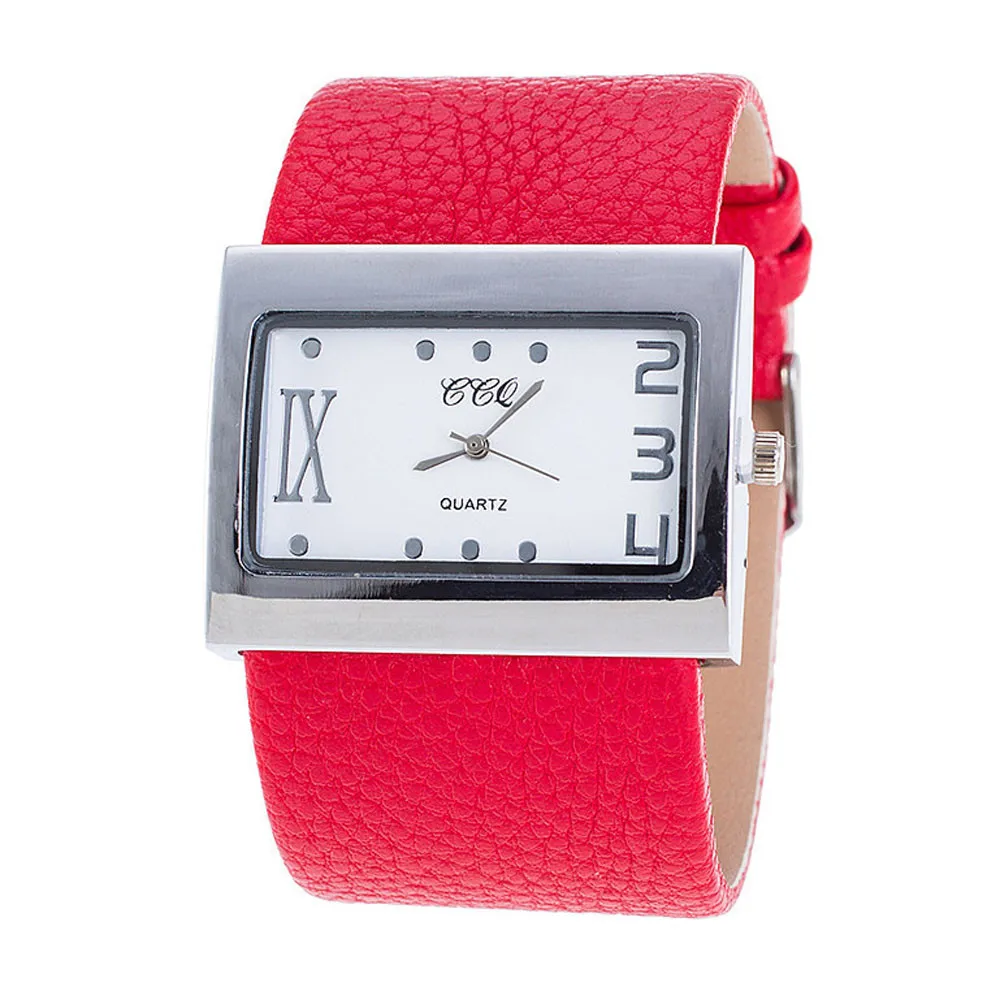 

CCQ Top Brand Leather Watch 2019 Men Women Quartz Wristwatch montre femme relogio masculino 6 Colors Wide strap Watches 618