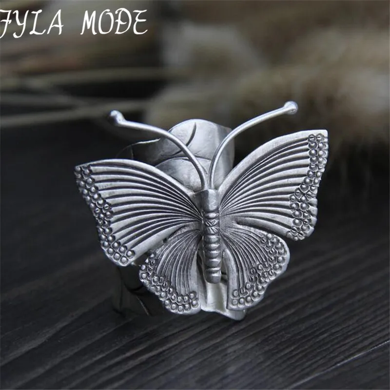 

Real 999 Sterling Silver Ring Butterfly Shaped Engagement Ring Fashion Sterling-Silver-Jewelry Width 30mm Weight 13g WT050