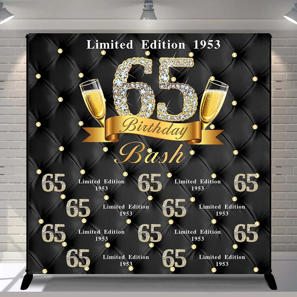 

Vinyl Photography Backgrounds Black Gold Diamond Luxury Adult 65th Birthay Party Headboard Decor Backdrop Booth Photocall Studio