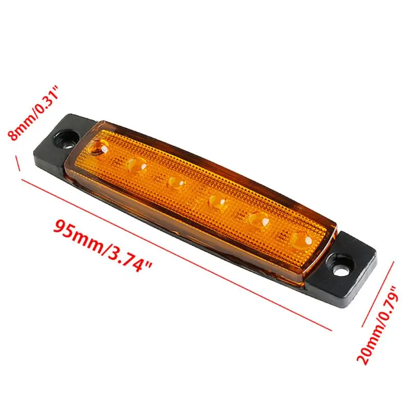2X 6-светодиодный фонарь для автобуса, грузовика, грузовика, прицепа, боковой габаритный задний светильник, желтый/Янтарный 12 В