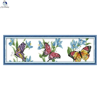 

JoySunday Cross Stitch Kits Needlework Set Butterflies Flying Landscape 14CT 11CT Cotton Painting Gift Art Factory Wholesale