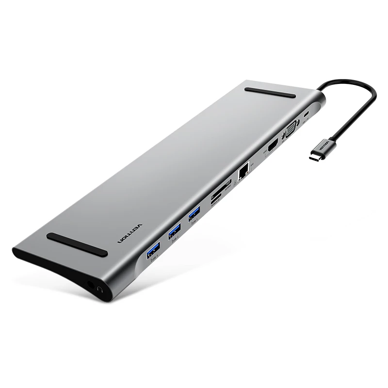 Vention USB C адаптер для Macbook type C в HDMI конвертер USB-C 3,0 концентратор SD/TF кард-ридер PD RJ45 Thunderbolt 3 адаптер - Цвет: grey