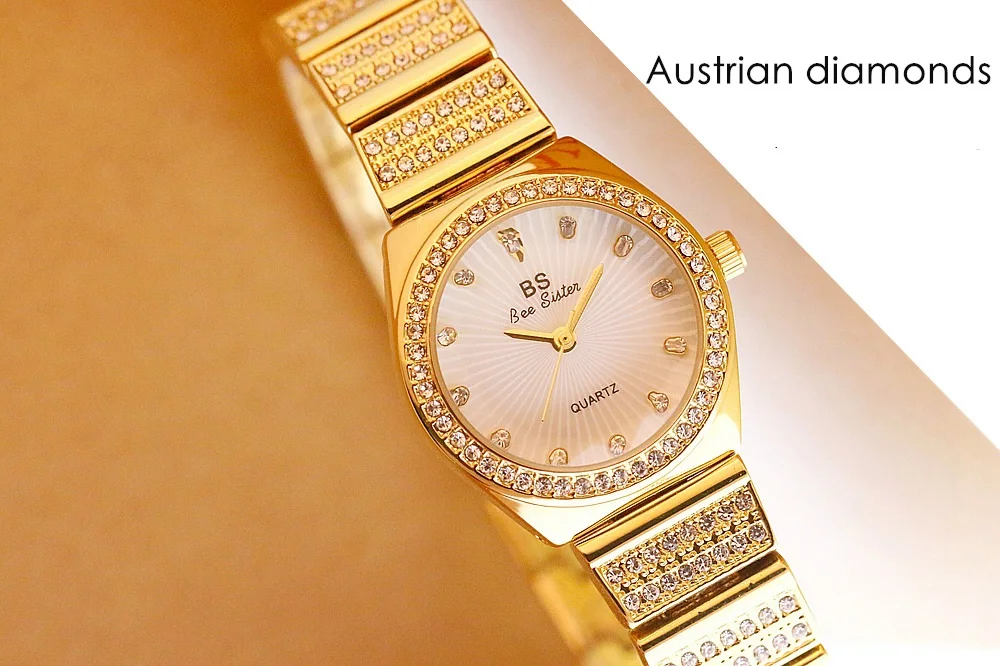 BS Брендовые женские часы с золотым наполнением, женские часы с бриллиантовым циферблатом, женские модельные часы Reloj Mujer, модные повседневные часы для девочек, женские часы