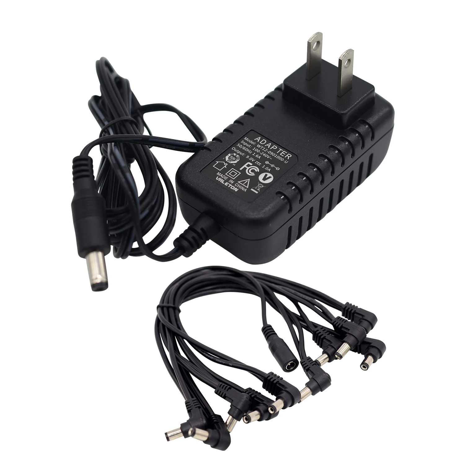 

9V AC Power Adapter with USA US Plug for Guitar Effect Pedal Plus 10 Way Daisy Chain Cable