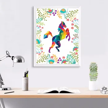 

Colorful Horse Flowers Wall Art Modern Canvas Painting Wall Picture Canvas Art Cuadros Living Room Dedroom Wall Decor, No Frame