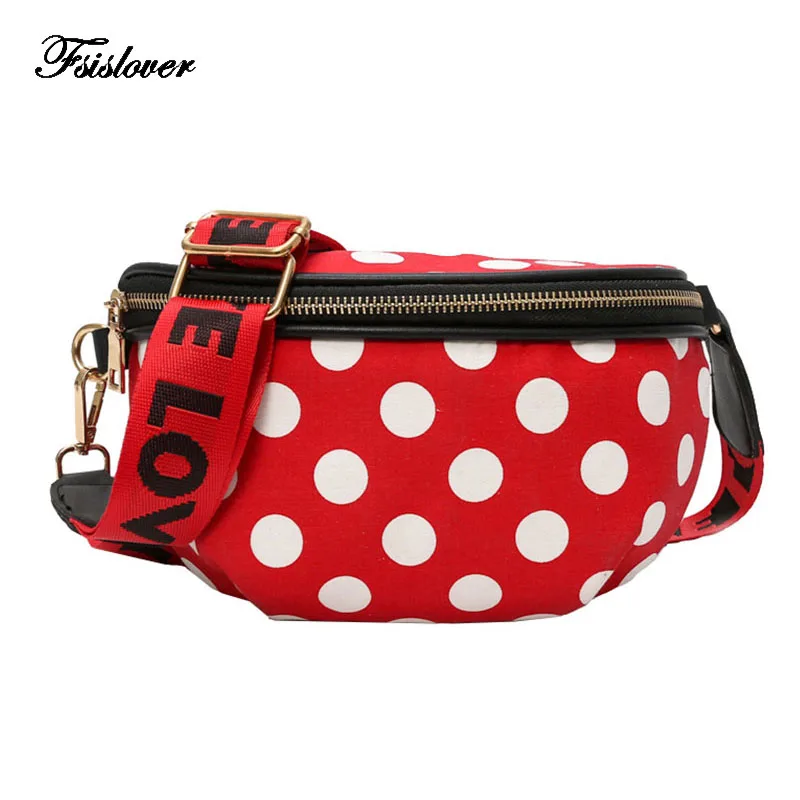 

Polka Dot Waist Bags For Women 2019 Women Nylon Funny Packs Female Small Belt Bag Ladies Cute Chest Bag With Letter Belt Heuptas