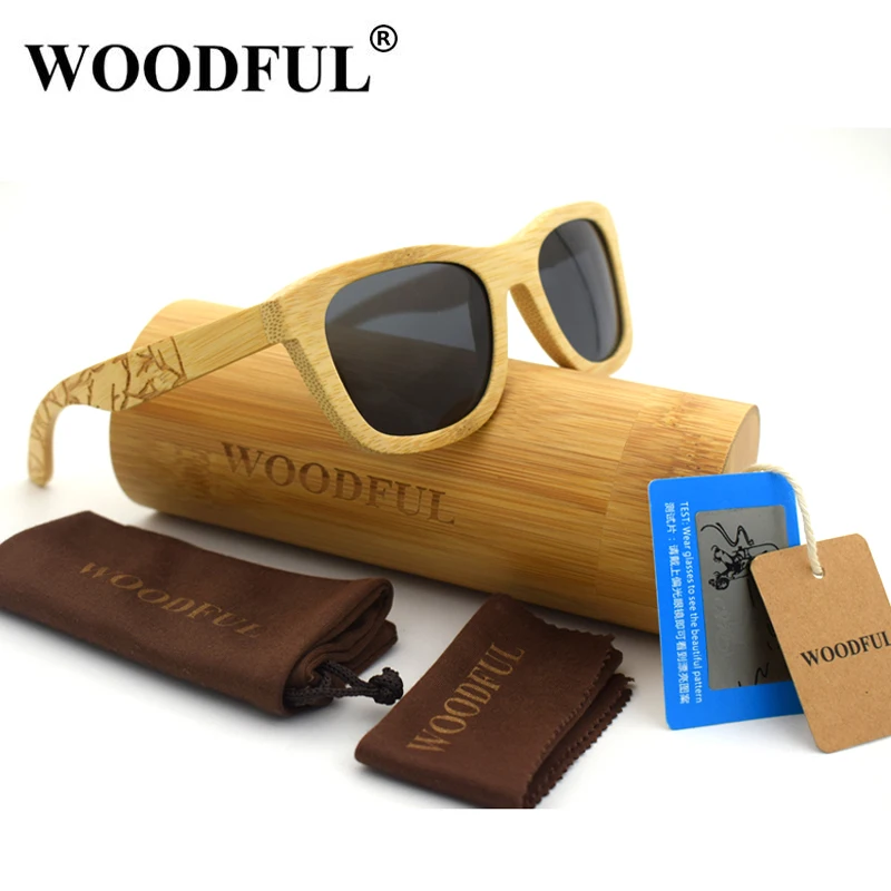 Woodful Sunglasses Polarized UV400 Protection Men Print Design Eyewear Womens Ladies Engraving Bamboo Temple Sun Glasses | Аксессуары