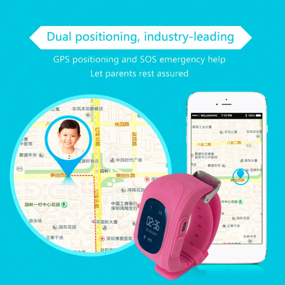  Professionelle Q50 Oled-display Kinder Kinder Smart Armbanduhr GPS Tracker Locator Anti-verlorene W