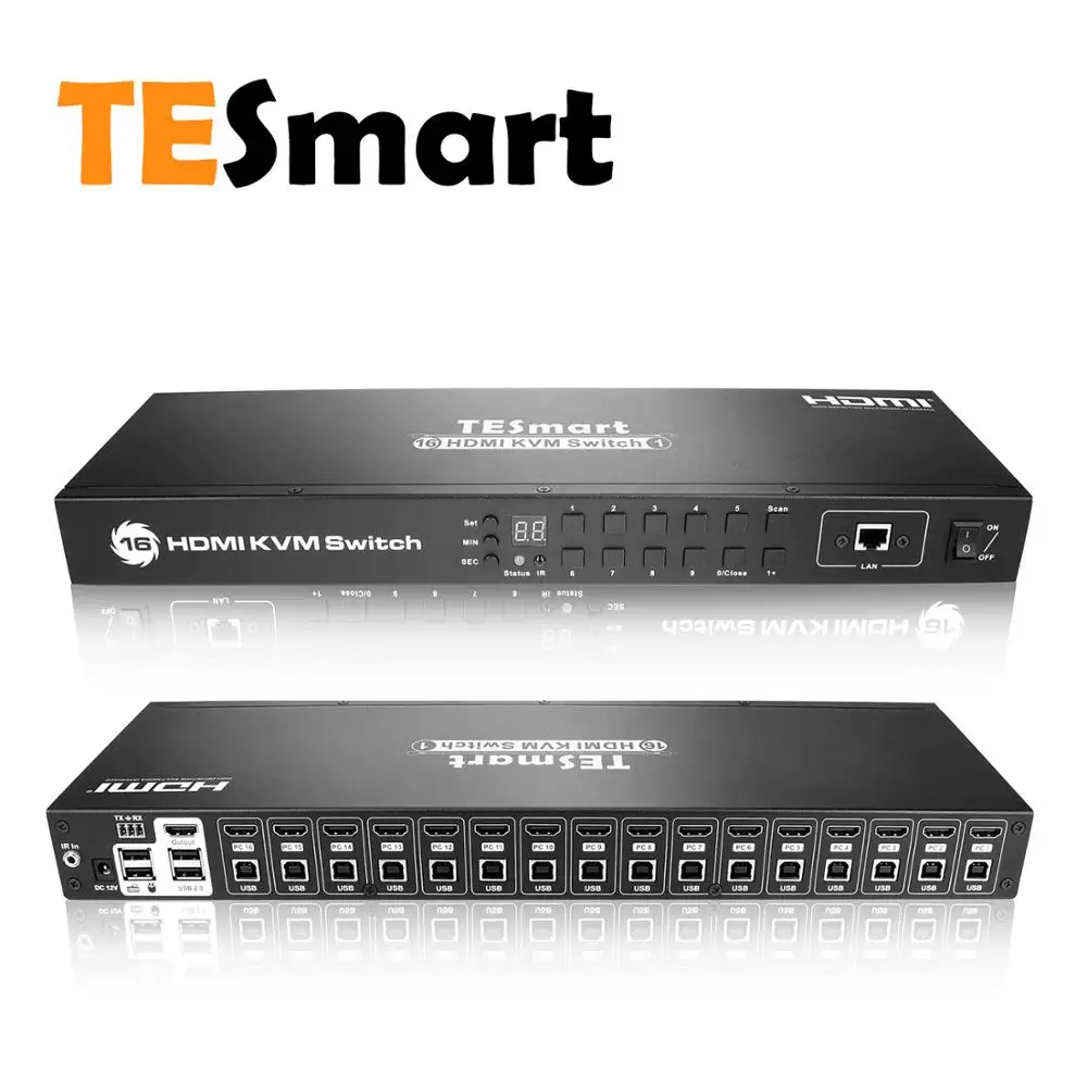 TESmart 4K UHD 16 Ports HDMI KVM Switch Console Rack Mount Switch with ...