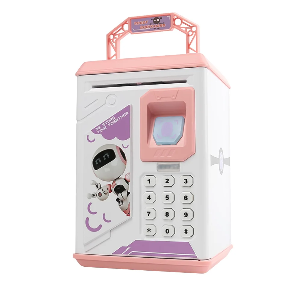 Электрический банкомат, сейф, копилка на батарейках, копилка - Цвет: Розовый