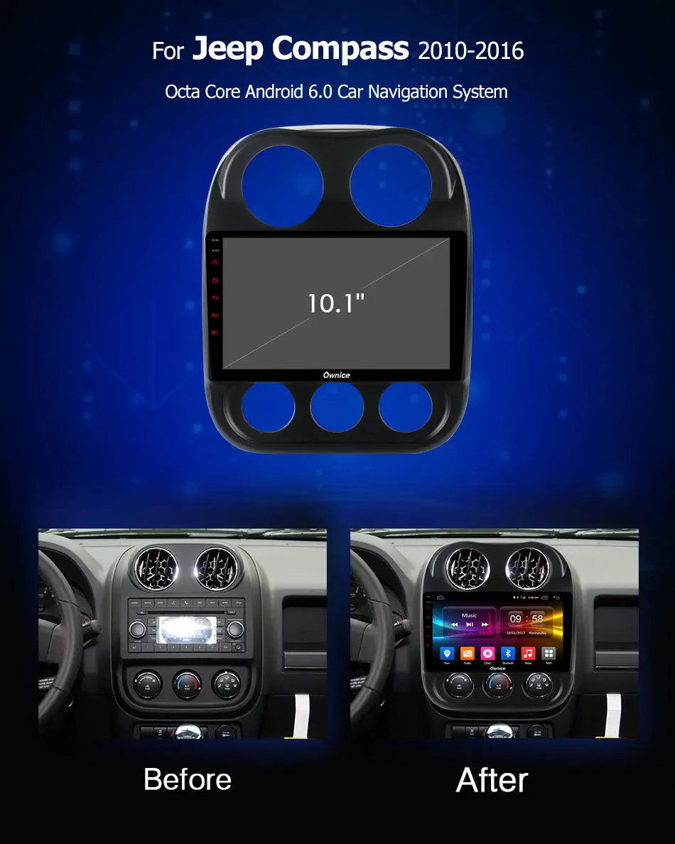 Top Ownice C500+ G10 10.1" Octa Core Android 8.1 CAR Auto Navi Radio GPS player For Jeep Compass 2010 - 2016 Support DVD 4G DAB+ DVR 1