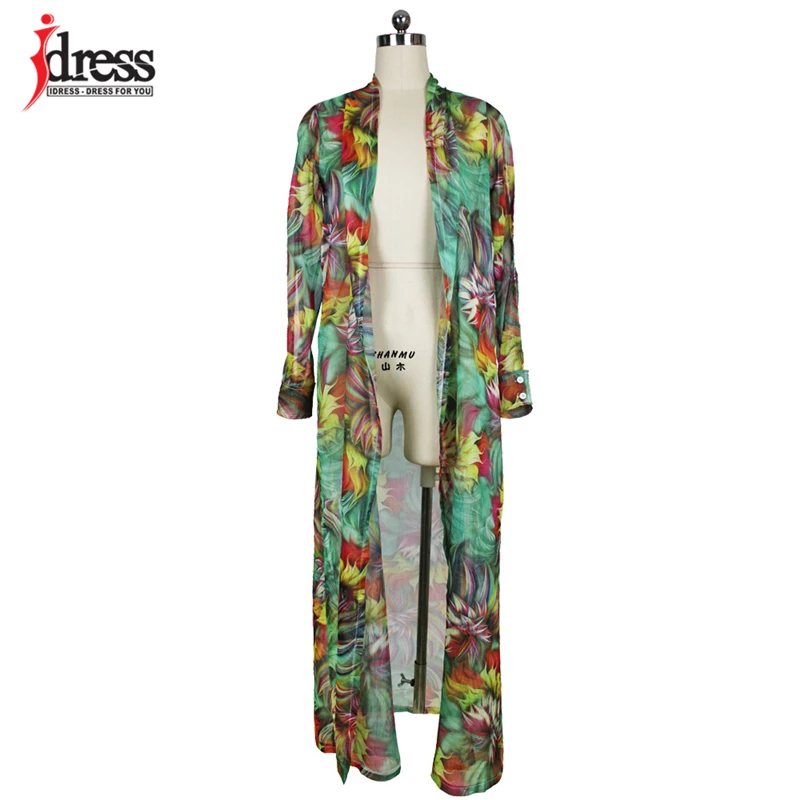 IDress Women Casual Vintage Boho Floral Printed Chiffon Shawl Cardigan Tops Cover up Blouse Shirts Summer Long Beach Blouse for Ladies (11)