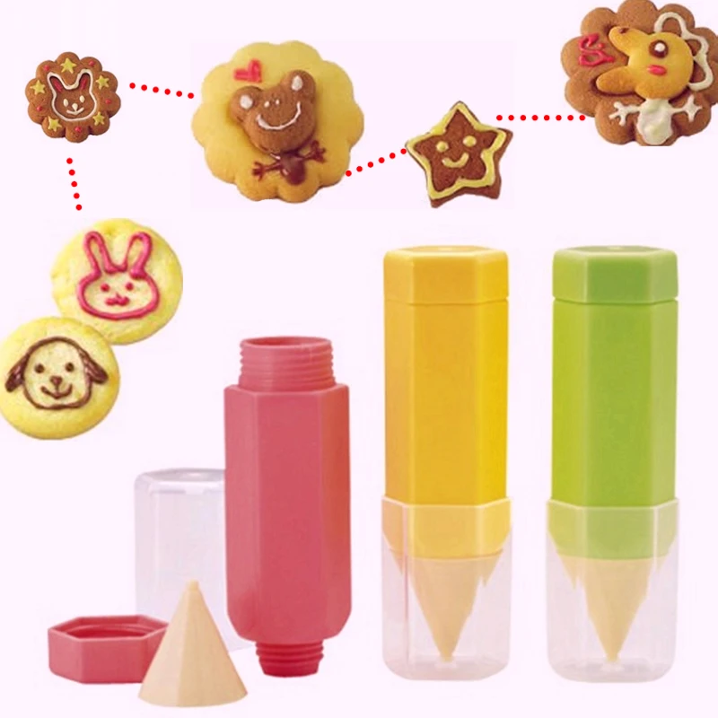 

3pc Cake Biscuit DIY Nozzle Tool Food Drawing Pen Pastry Tube Decorating Pen Biscuit Mould Mold Muscovado Jam Paste Sauce Pen